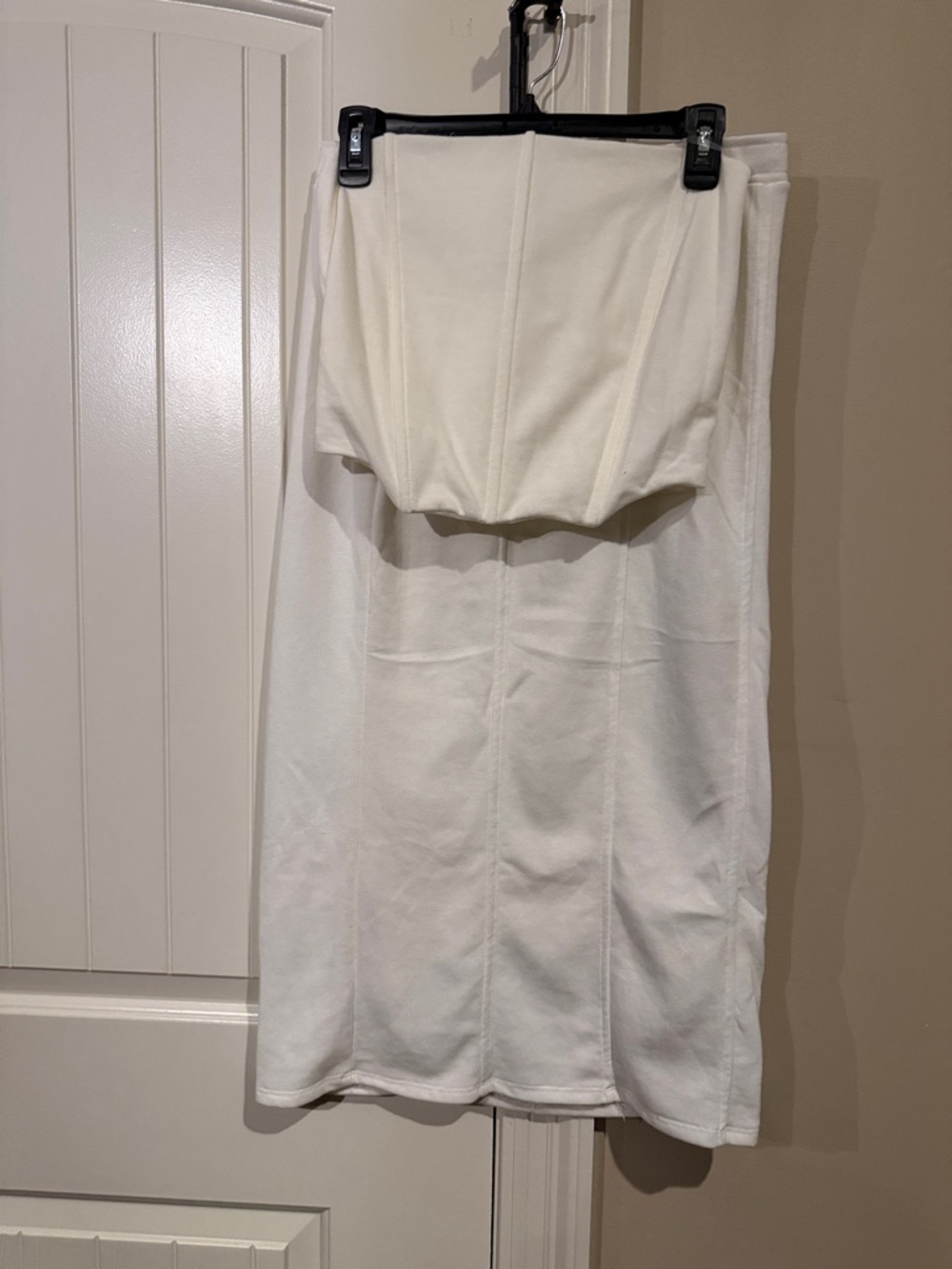 Women’s White Midi Skirt set with corset strapless top